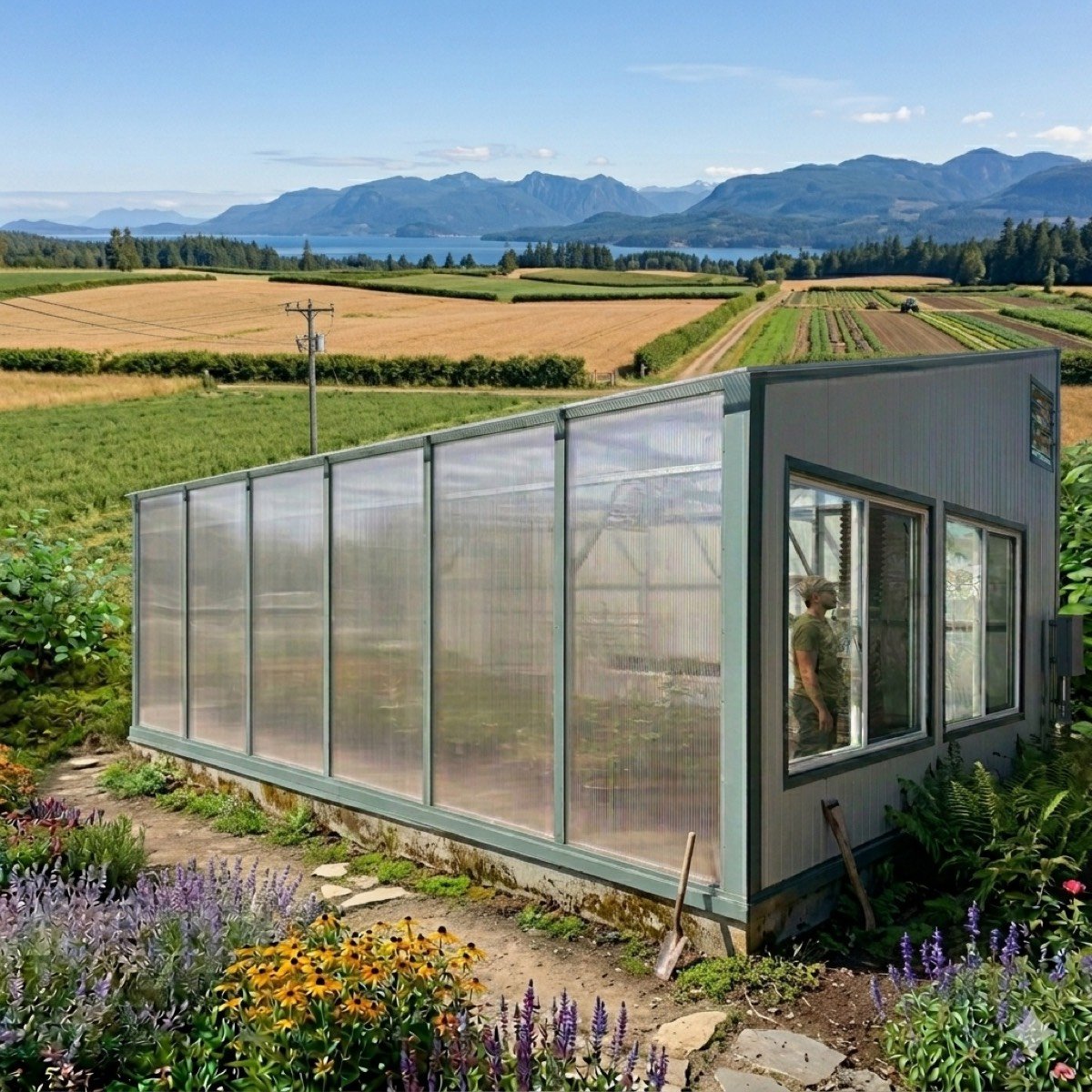 Passive solar greenhouse on Vancouver Island property